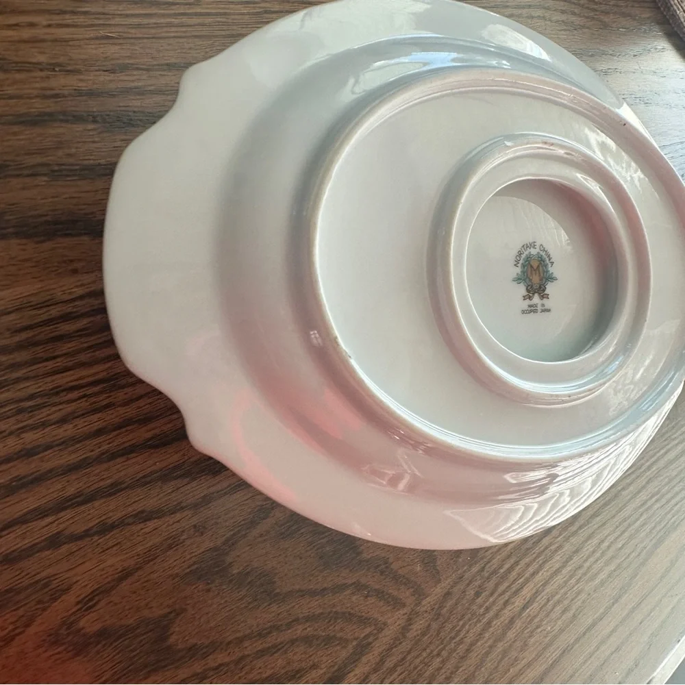 Noritake China Cardinal Rose Gravy Sauce Boat w Attached Tray Occupied Japan